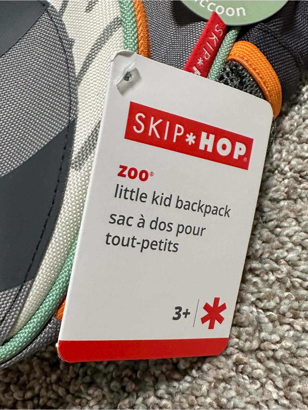 NWT New Skip Hop Rudy Raccoon Little Kids Unisex Animal Backpack Ages 3+ - Picture 2 of 2